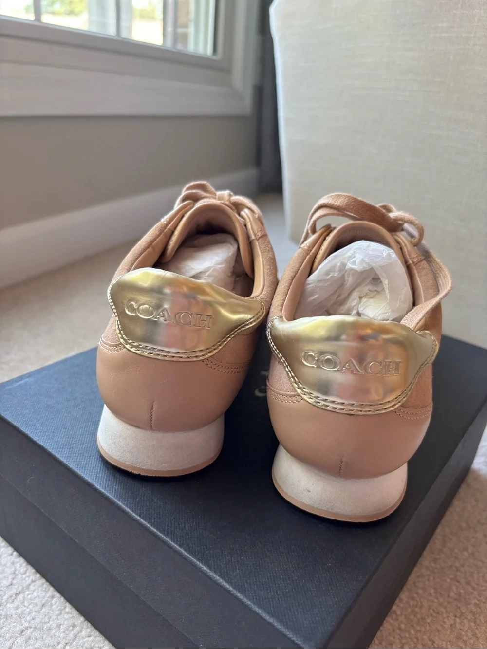 Coach Women's Blush Leather & Suede Runner with Gold Accent